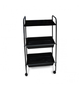 Carro Auxiliar Preto Com 2 Bandejas Plásticas e 1 Tampo em MDF CA40PR - Best Pro